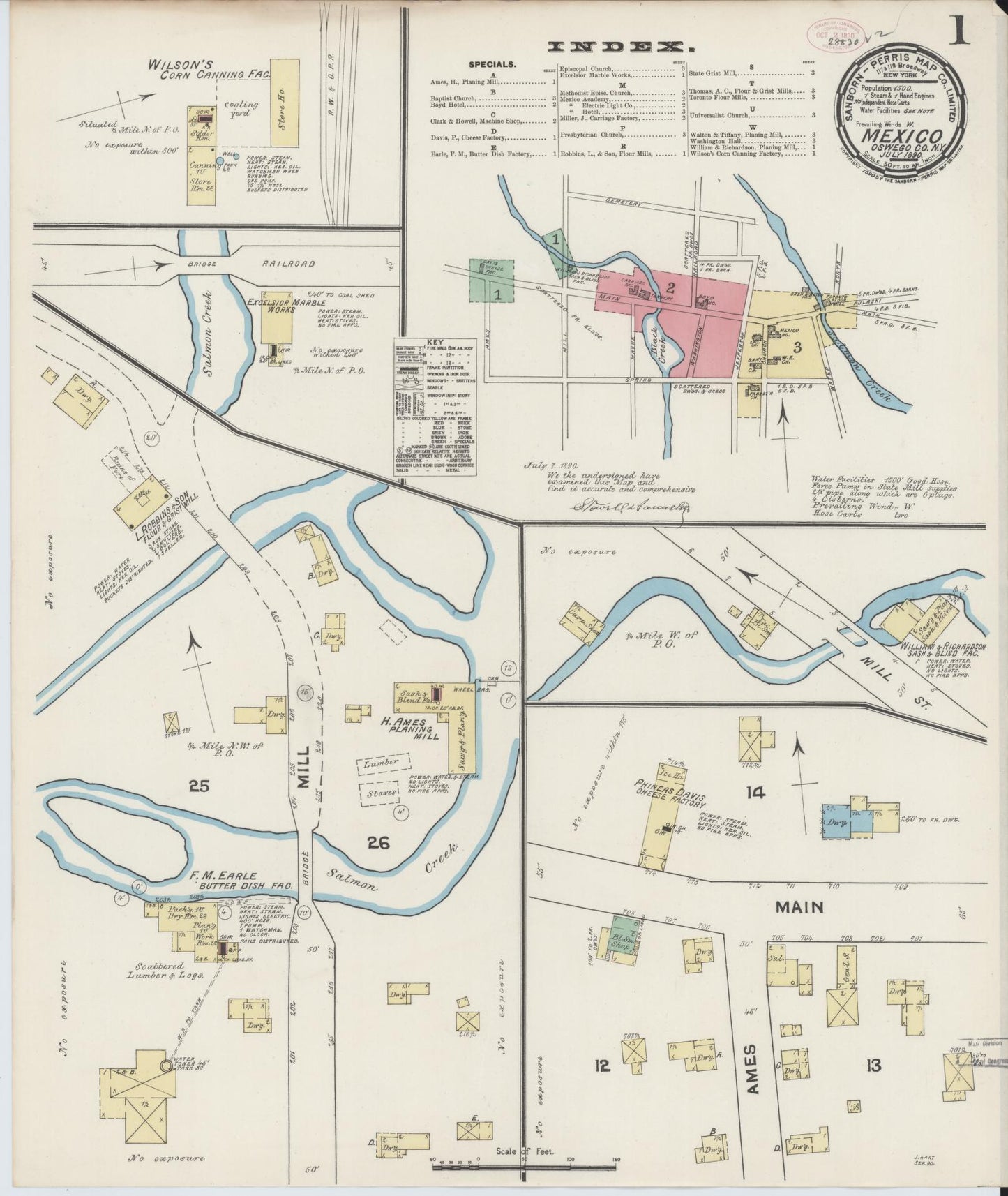 Sanborn Fire Insurance Map from Mexico, Oswego County, New York. (1890) – Historic Sanborn Fire Insurance Map Print