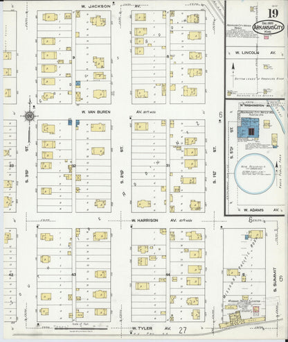 Sanborn Fire Insurance Map from Arkansas City, Cowley County, Kansas (1920), Sheet #0019 - Complete Map Set gallery image, historic Sanborn map, vintage wall art, Kansas Kansas