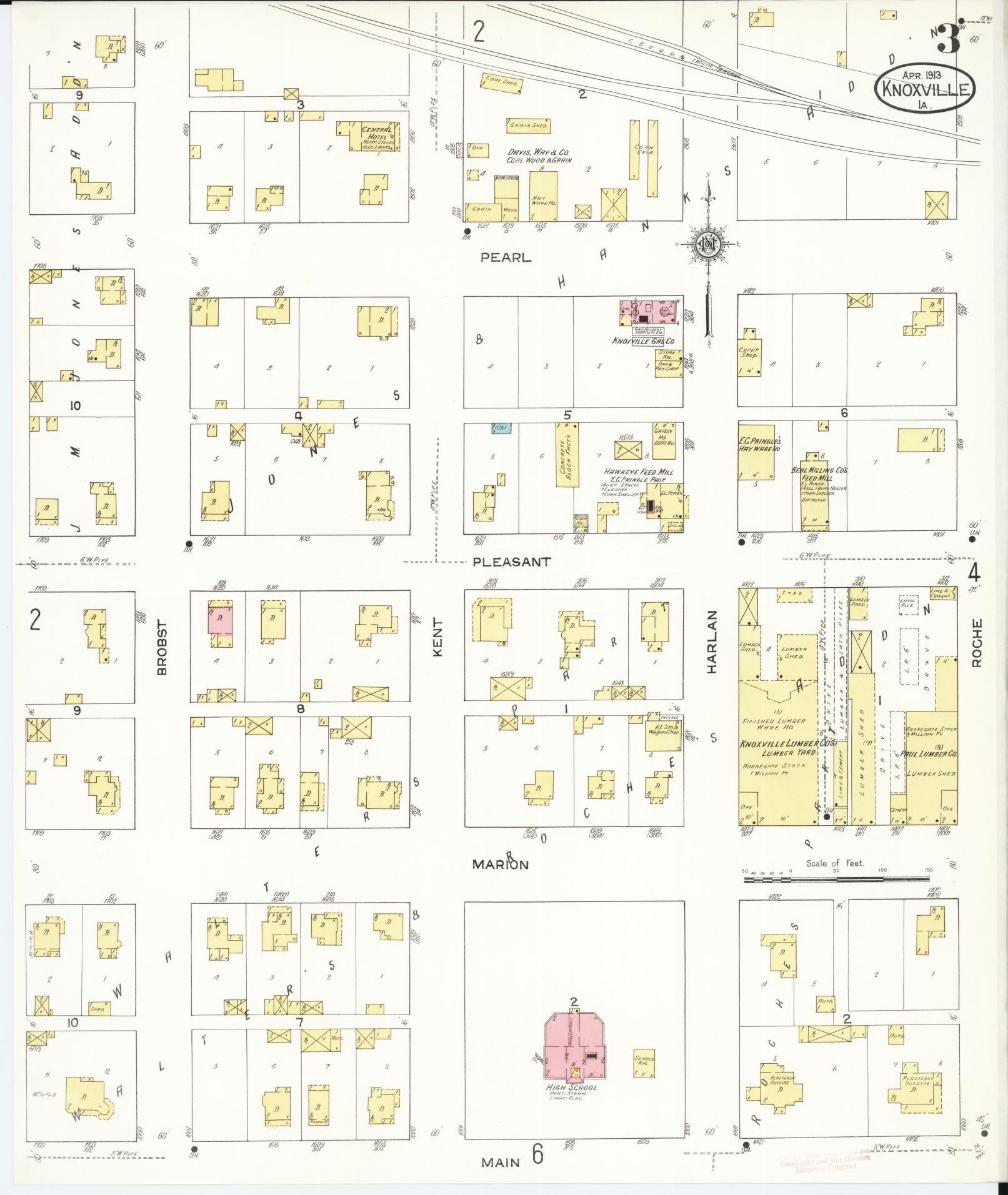 Sanborn Fire Insurance Map from Knoxville, Marion County, Iowa (1913), Sheet #0003 - Historic Sanborn Fire Insurance Map Print