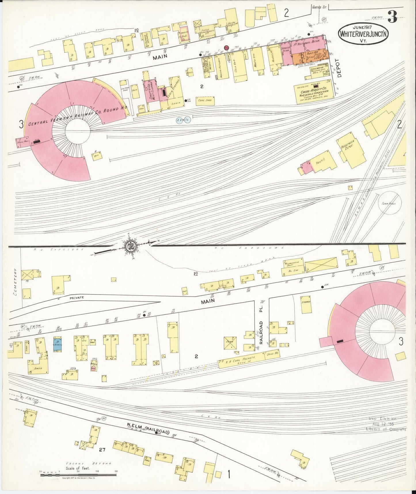 Sanborn Fire Insurance Map from White River Junction, Windsor County, Vermont (1917), Sheet #0003 - Complete Map Set gallery image, historic Sanborn map, vintage wall art, Vermont Vermont