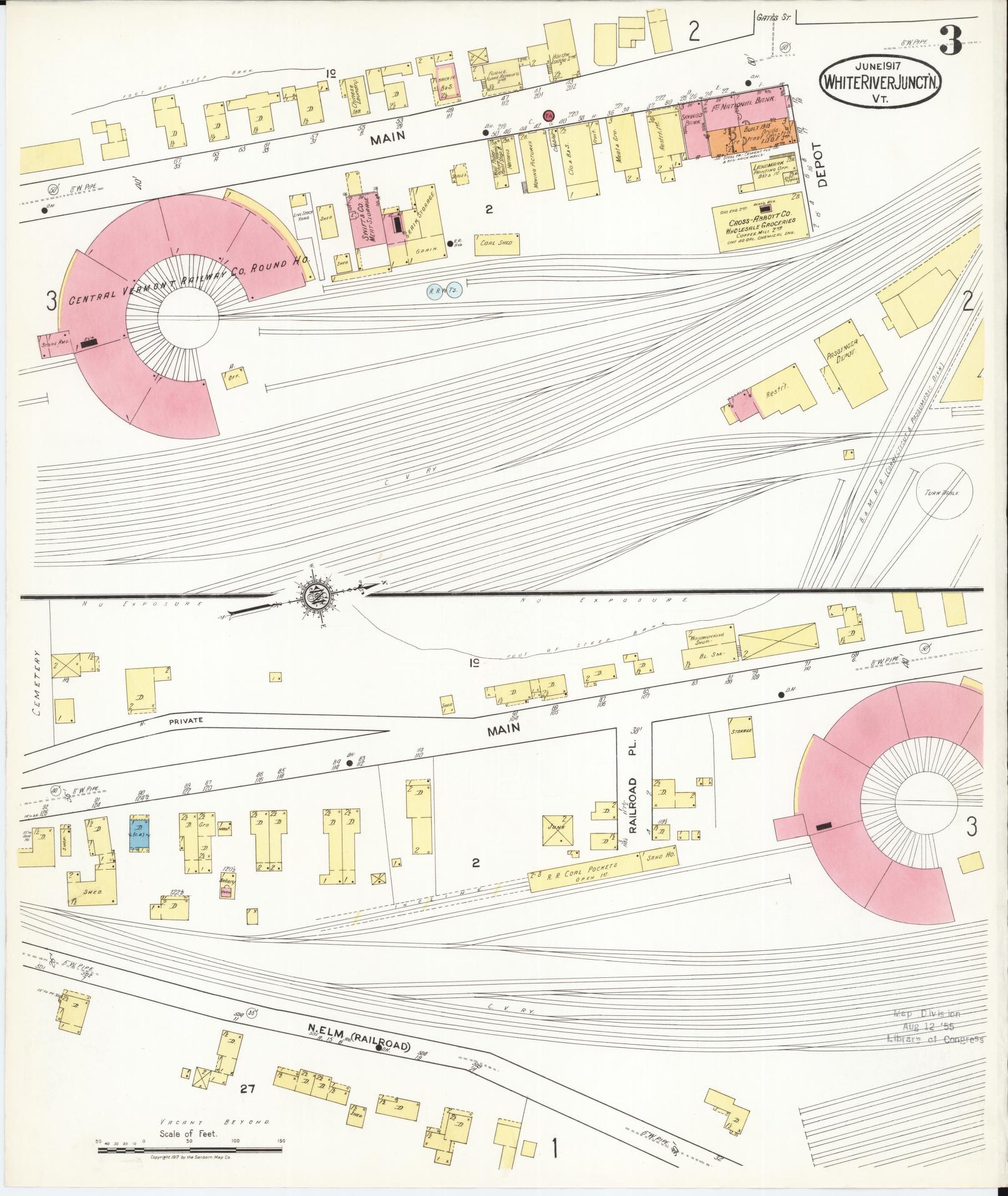 Sanborn Fire Insurance Map from White River Junction, Windsor County, Vermont (1917), Sheet #0003 - Complete Map Set gallery image, historic Sanborn map, vintage wall art, Vermont Vermont