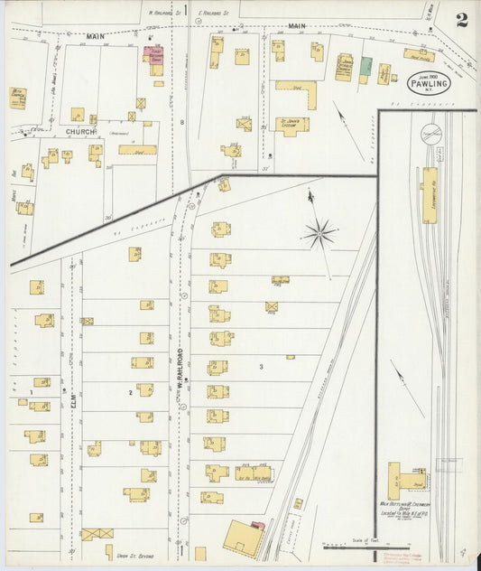 Sanborn Fire Insurance Map from Pawling, Dutchess County, New York (1900), Sheet #0002 - Historic Sanborn Fire Insurance Map Print, vintage old map wall art, antique decor, genealogy gift, New York New York map
