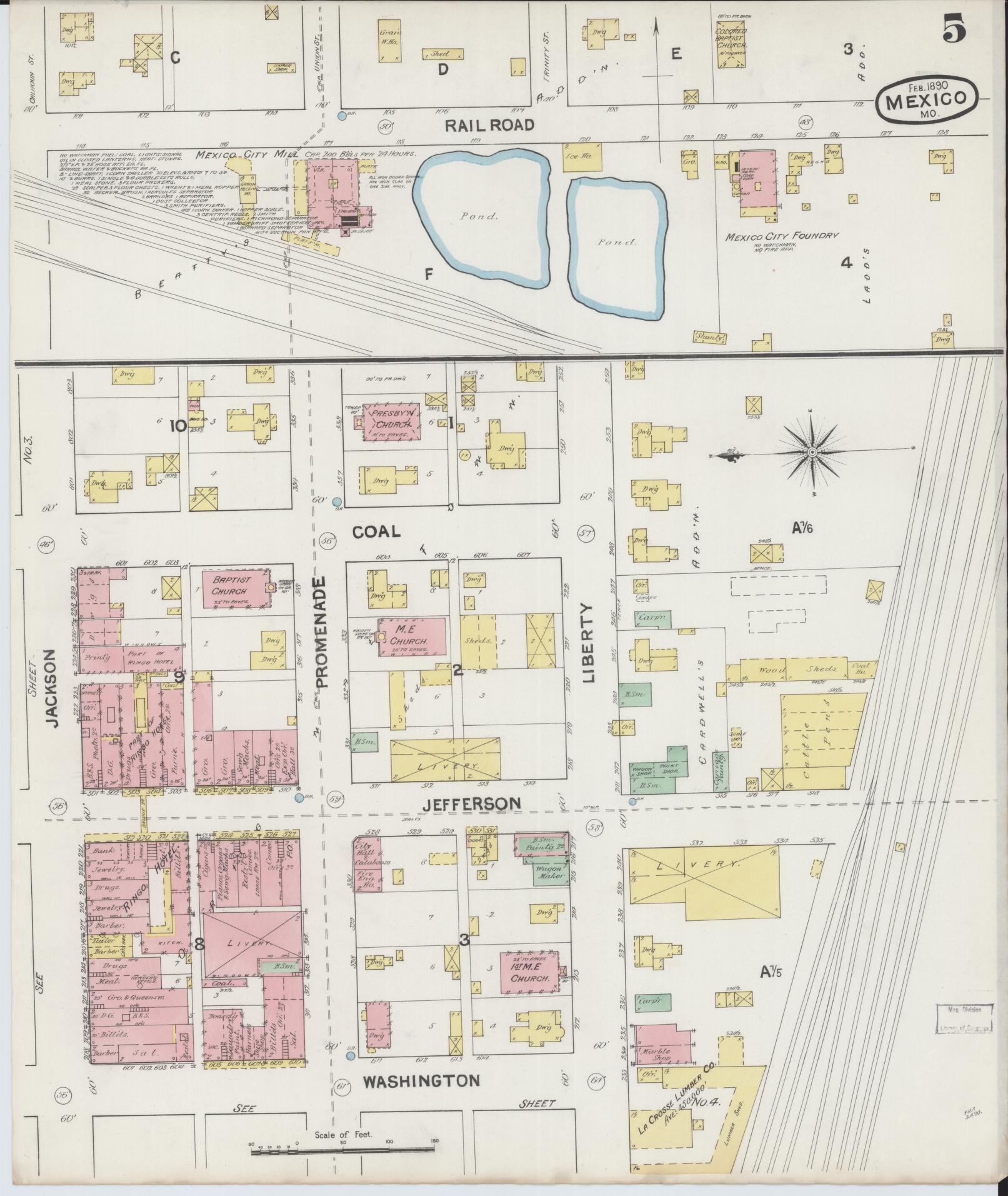 Sanborn Fire Insurance Map from Mexico, Audrain County, Missouri (1890), Sheet #0005 - Complete Map Set gallery image, historic Sanborn map, vintage wall art, Missouri Missouri