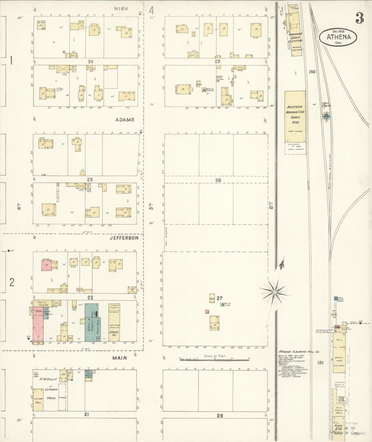 Sanborn Fire Insurance Map from Athena, Umatilla County, Oregon (1900), Sheet #0003 - Complete Map Set gallery image, historic Sanborn map, vintage wall art, Oregon Oregon