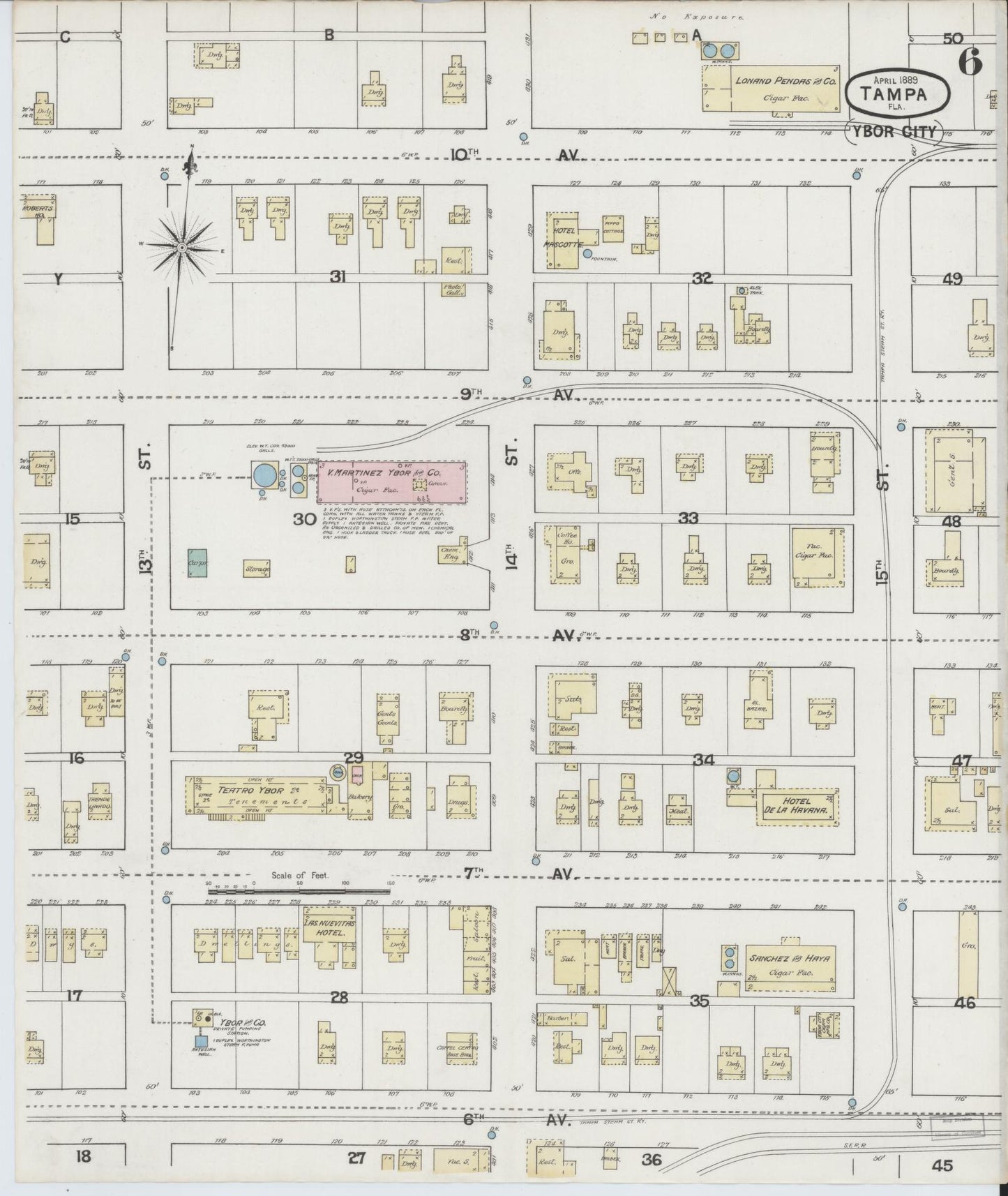 Sanborn Fire Insurance Map from Tampa, Hillsborough County, Florida (1889), Sheet #0006 - Complete Map Set gallery image, historic Sanborn map, vintage wall art, Florida Florida