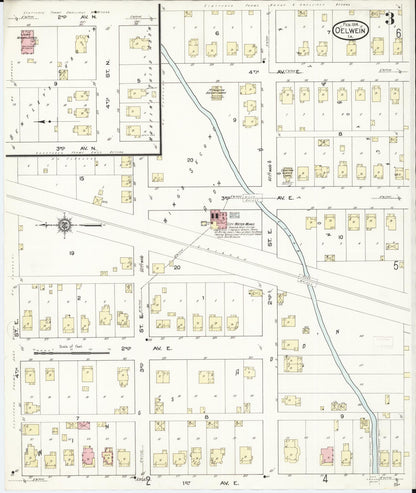 Sanborn Fire Insurance Map from Oelwein, Fayette County, Iowa (1914), Sheet #0003 - Historic Sanborn Fire Insurance Map Print, vintage old map wall art