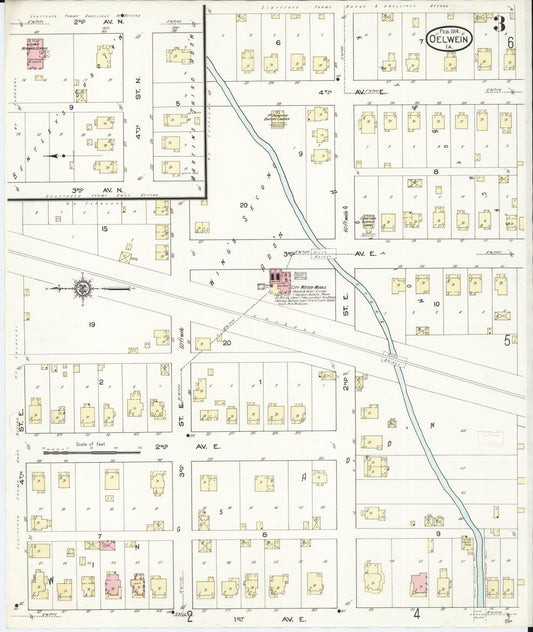 Sanborn Fire Insurance Map from Oelwein, Fayette County, Iowa (1914), Sheet #0003 - Historic Sanborn Fire Insurance Map Print, vintage old map wall art