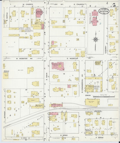 Sanborn Fire Insurance Map from Benton, Franklin County, Illinois (1915), Sheet #0005 - Complete Map Set gallery image, historic Sanborn map, vintage wall art, Illinois Illinois