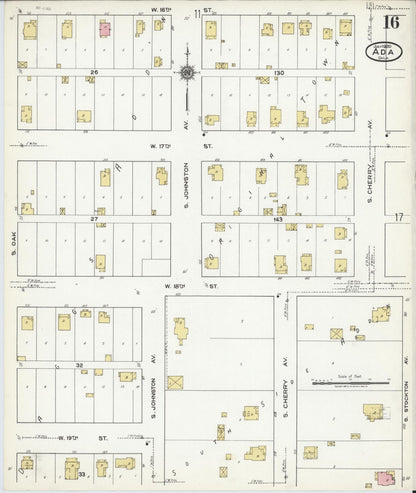 Sanborn Fire Insurance Map from Ada, Pontotoc County, Oklahoma (1920), Sheet #0016 - Complete Map Set gallery image, historic Sanborn map, vintage wall art, Oklahoma Oklahoma
