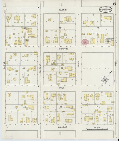 Sanborn Fire Insurance Map from Beaumont, Jefferson County, Texas (1894), Sheet #0006 - Complete Map Set gallery image, historic Sanborn map, vintage wall art, Texas Texas