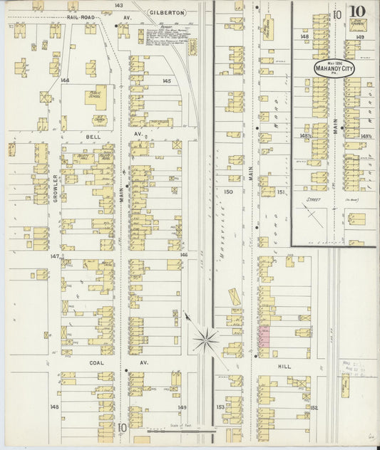 Sanborn Fire Insurance Map from Mahanoy City, Schuylkill County, Pennsylvania (1896), Sheet #0010 - Historic Sanborn Fire Insurance Map Print, vintage old map wall art, antique decor, genealogy gift, Pennsylvania Pennsylvania map