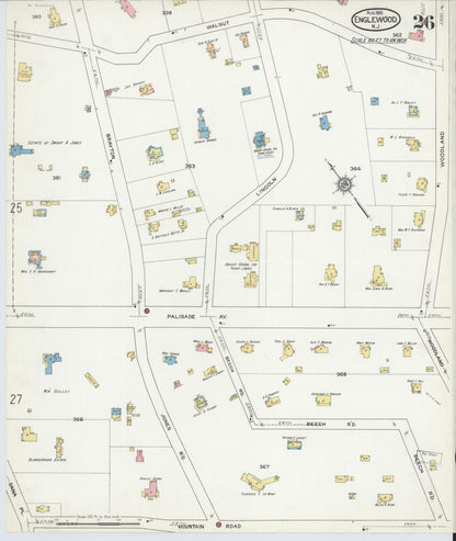 Sanborn Fire Insurance Map from Englewood, Bergen County, New Jersey (1915), Sheet #0026 - Complete Map Set gallery image, historic Sanborn map, vintage wall art, New Jersey New Jersey