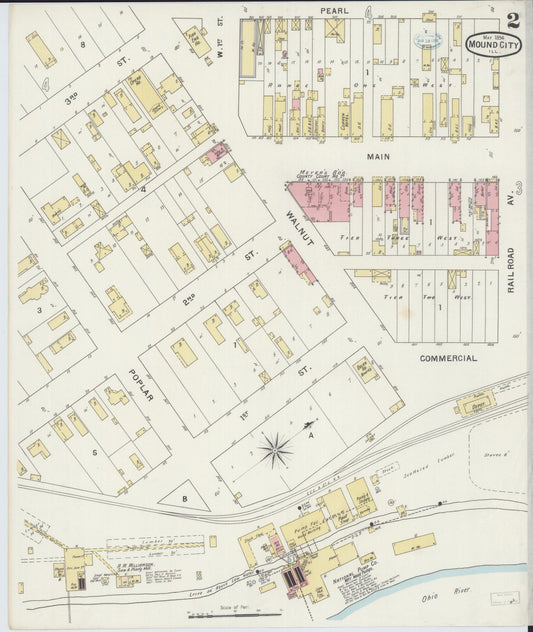 Sanborn Fire Insurance Map from Mound City, Pulaski County, Illinois (1894), Sheet #0002 - Historic Sanborn Fire Insurance Map Print, vintage old map wall art, antique decor, genealogy gift, Illinois Illinois map