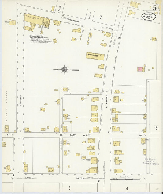 Sanborn Fire Insurance Map from Mercer, Mercer County, Pennsylvania (1910), Sheet #0005 - Historic Sanborn Fire Insurance Map Print, vintage old map wall art, antique decor, genealogy gift, Pennsylvania Pennsylvania map