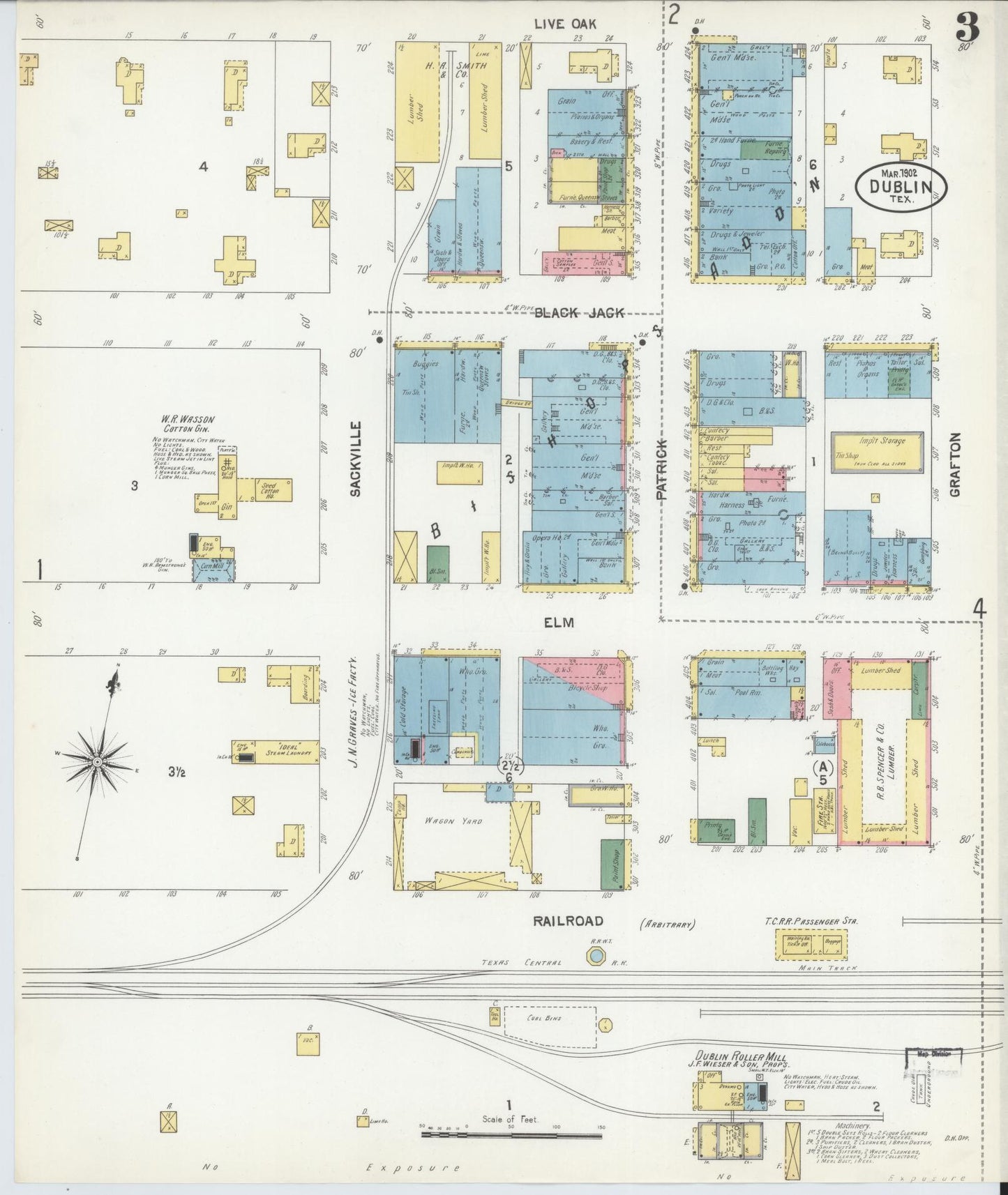 Sanborn Fire Insurance Map from Dublin, Erath County, Texas (1902), Sheet #0003 - Complete Map Set gallery image, historic Sanborn map, vintage wall art, Texas Texas