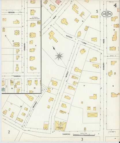 Sanborn Fire Insurance Map from Concord, Middlesex County, Massachusetts (1903), Sheet #0004 - Historic Sanborn Fire Insurance Map Print, vintage old map wall art, antique decor, genealogy gift, Massachusetts Massachusetts map