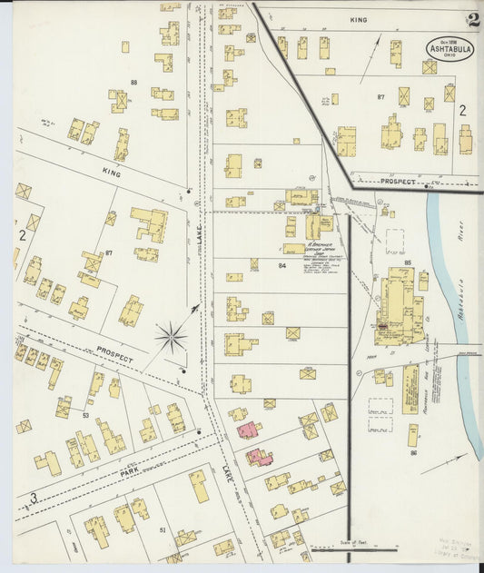 Sanborn Fire Insurance Map from Ashtabula, Ashtabula County, Ohio (1898), Sheet #0002 - Historic Sanborn Fire Insurance Map Print, vintage old map wall art, antique decor, genealogy gift, Ohio Ohio map