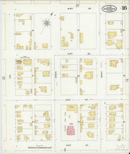 Sanborn Fire Insurance Map from Texarkana, Bowie County, Texas (1905), Sheet #0016 - Complete Map Set gallery image, historic Sanborn map, vintage wall art, Texas Texas