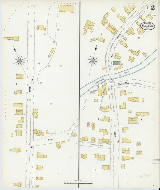 Sanborn Fire Insurance Map from Holland, Erie County, New York (1900), Sheet #0002 - Historic Sanborn Fire Insurance Map Print, vintage old map wall art, antique decor, genealogy gift, New York New York map