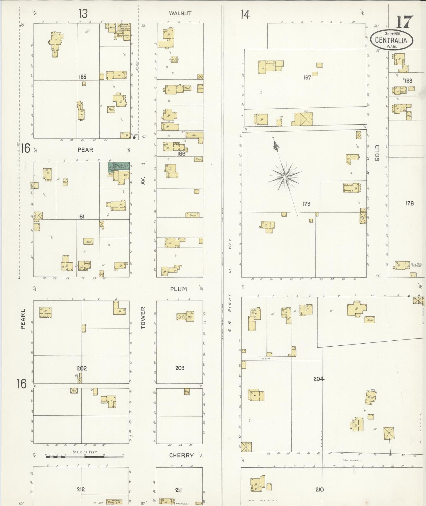 Sanborn Fire Insurance Map from Centralia, Lewis County, Washington (1901), Sheet #0017 - Complete Map Set gallery image, historic Sanborn map, vintage wall art, Washington Washington