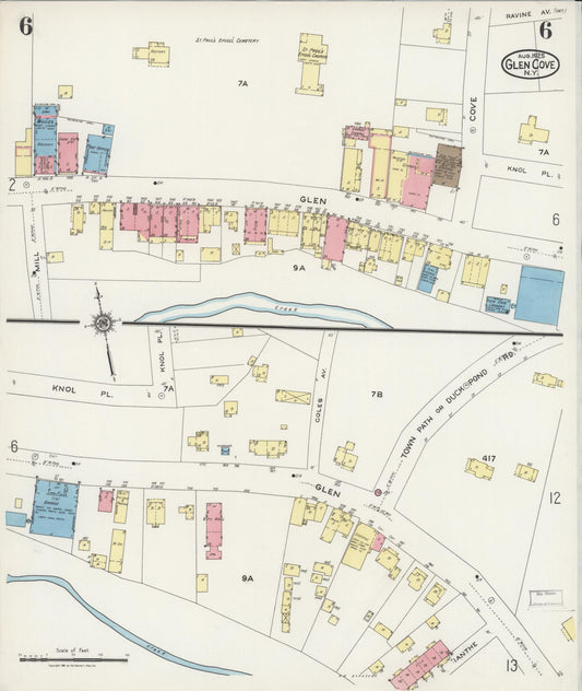 Sanborn Fire Insurance Map from Glen Cove, Nassau County, New York (1925), Sheet #0006 - Historic Sanborn Fire Insurance Map Print, vintage old map wall art, antique decor, genealogy gift, New York New York map
