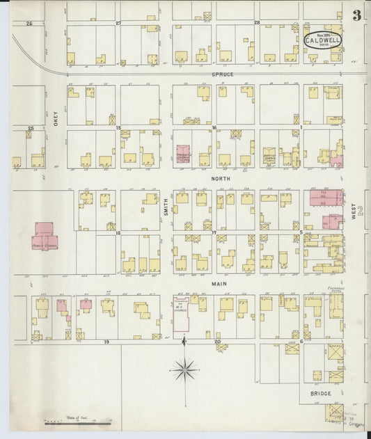 Sanborn Fire Insurance Map from Caldwell, Noble County, Ohio (1895), Sheet #0003 - Historic Sanborn Fire Insurance Map Print, vintage old map wall art, antique decor, genealogy gift, Ohio Ohio map