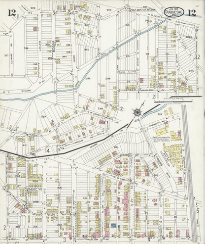Sanborn Fire Insurance Map from Duquesne, Allegheny County, Pennsylvania (1925), Sheet #0012 - Historic Sanborn Fire Insurance Map Print, vintage old map wall art, antique decor, genealogy gift, Pennsylvania Pennsylvania map