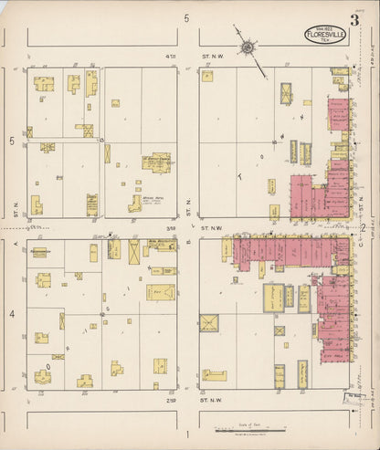 Sanborn Fire Insurance Map from Floresville, Wilson County, Texas (1922), Sheet #0003 - Complete Map Set gallery image, historic Sanborn map, vintage wall art, Texas Texas