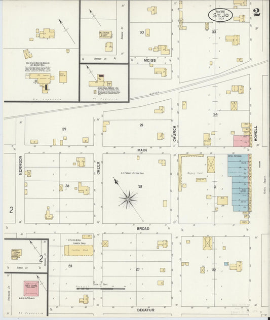 Sanborn Fire Insurance Map from Saint Jo, Montague County, Texas (1902), Sheet #0002 - Historic Sanborn Fire Insurance Map Print, vintage old map wall art, antique decor, genealogy gift, Texas Texas map