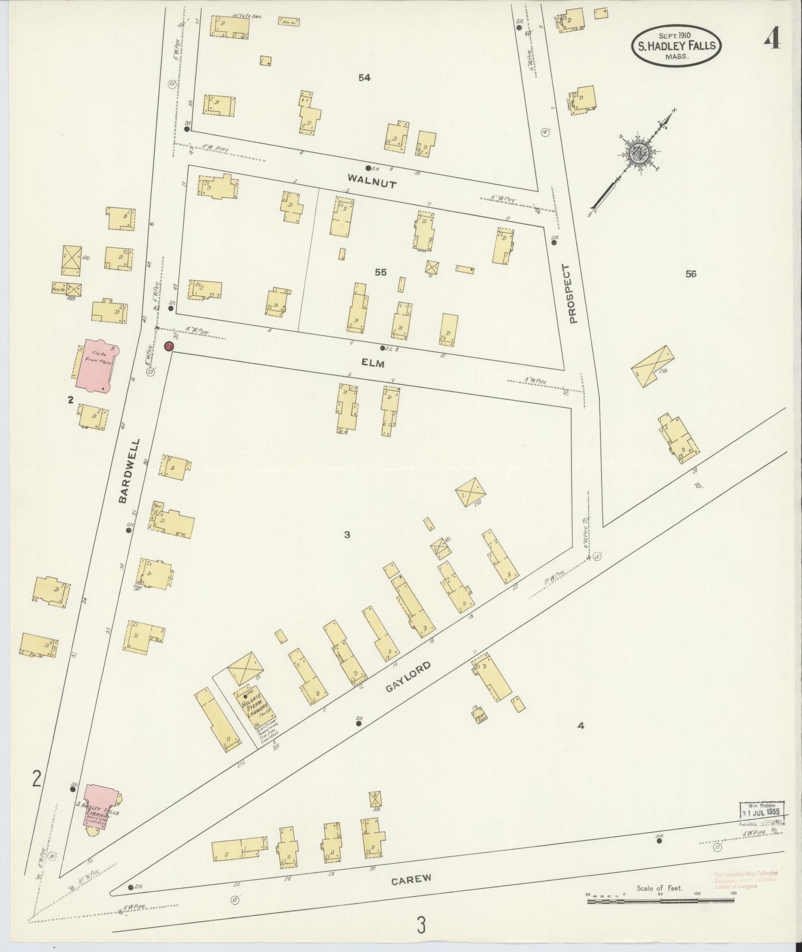 Sanborn Fire Insurance Map from South Hadley Falls, Hampshire County, Massachusetts (1910), Sheet #0004 - Historic Sanborn Fire Insurance Map Print, vintage old map wall art, antique decor, genealogy gift, Massachusetts Massachusetts map