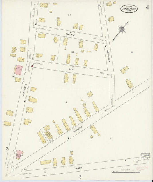 Sanborn Fire Insurance Map from South Hadley Falls, Hampshire County, Massachusetts (1910), Sheet #0004 - Historic Sanborn Fire Insurance Map Print, vintage old map wall art, antique decor, genealogy gift, Massachusetts Massachusetts map