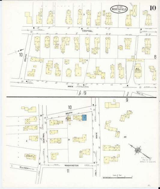 Sanborn Fire Insurance Map from Northfield, Washington County, Vermont (1910), Sheet #0010 - Historic Sanborn Fire Insurance Map Print, vintage old map wall art, antique decor, genealogy gift, Vermont Vermont map