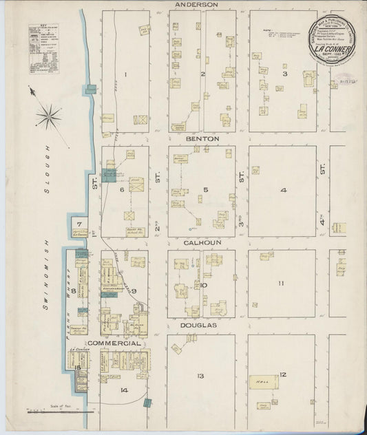 Sanborn Fire Insurance Map from La Conner, Skagit County, Washington (1885), Sheet #0001 - Historic Sanborn Fire Insurance Map Print, vintage old map wall art, antique decor, genealogy gift, Washington Washington map