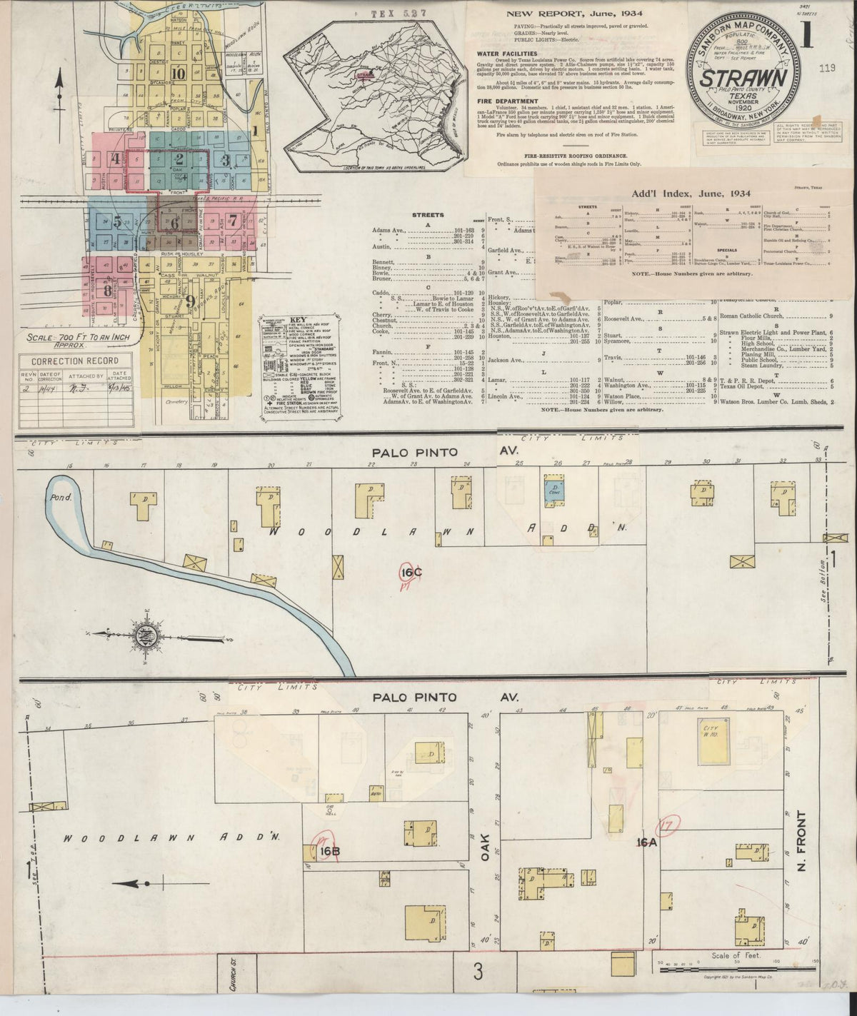 Sanborn Fire Insurance Map from Strawn, Palo Pinto County, Texas (1944), Sheet #0001 - Complete Map Set gallery image, historic Sanborn map, vintage wall art, Texas Texas