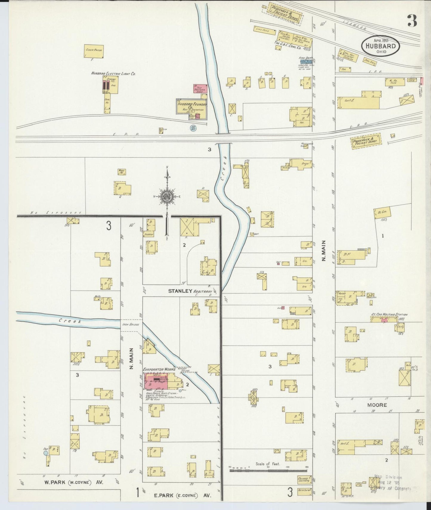 Sanborn Fire Insurance Map from Hubbard, Trumbull County, Ohio (1911), Sheet #0003 - Complete Map Set gallery image, historic Sanborn map, vintage wall art, Ohio Ohio