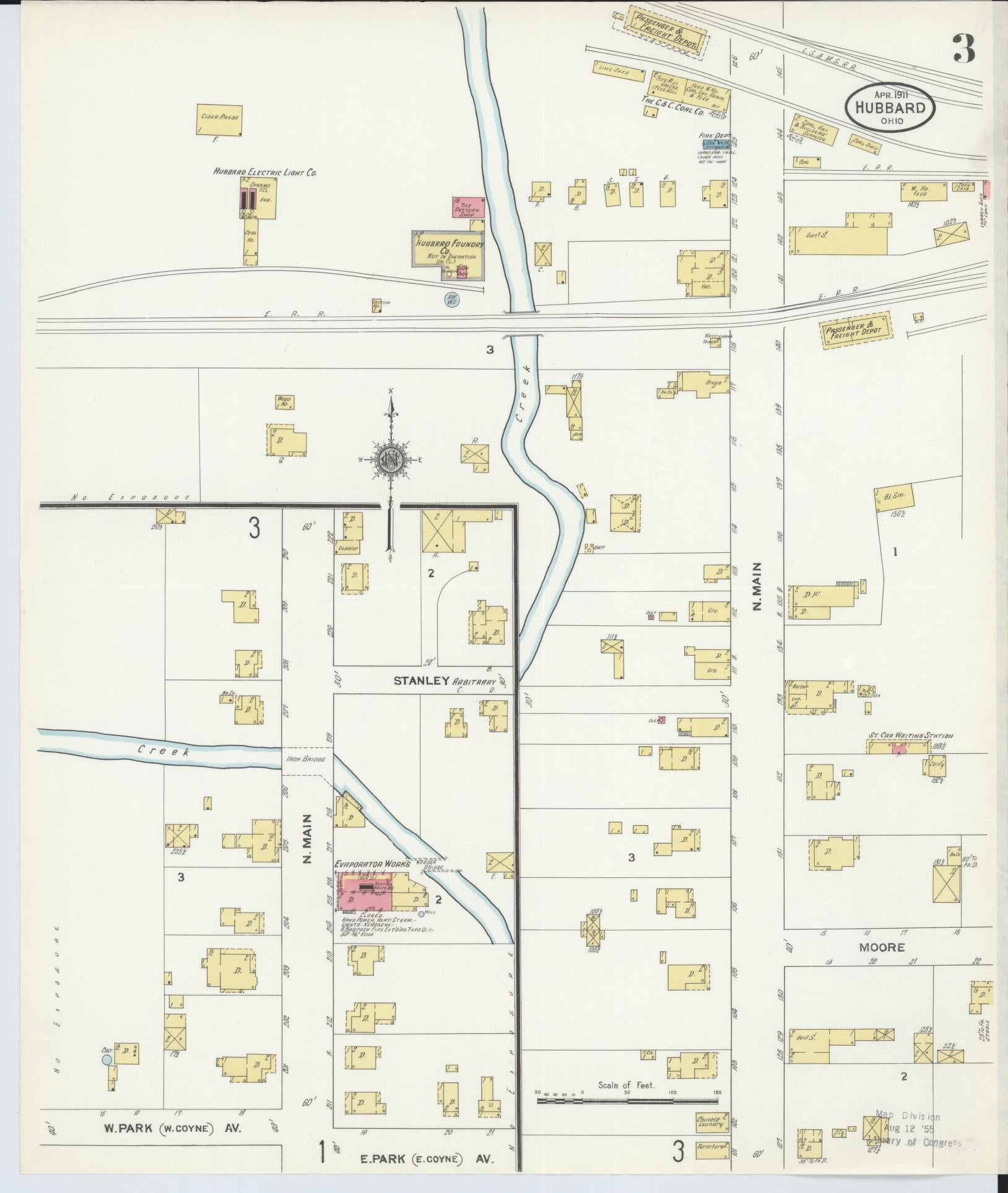 Sanborn Fire Insurance Map from Hubbard, Trumbull County, Ohio (1911), Sheet #0003 - Complete Map Set gallery image, historic Sanborn map, vintage wall art, Ohio Ohio