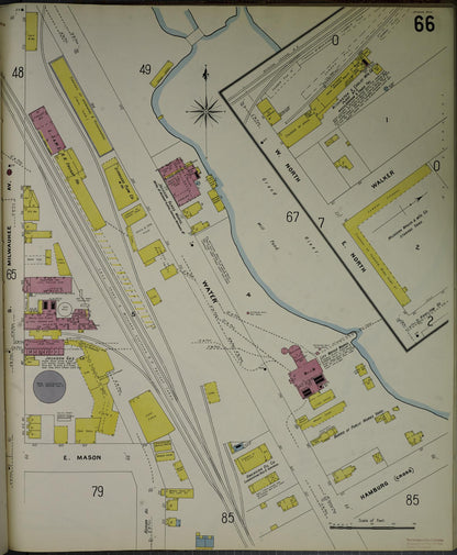 Sanborn Fire Insurance Map from Jackson, Jackson County, Michigan (1907), Sheet #0066 - Historic Sanborn Fire Insurance Map Print, vintage old map wall art, antique decor, genealogy gift, Michigan Michigan map