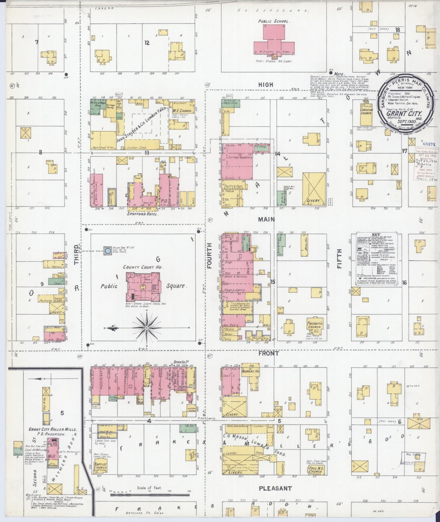 Sanborn Fire Insurance Map from Grant City, Worth County, Missouri (1900), Sheet #0001 - Historic Sanborn Fire Insurance Map Print, vintage old map wall art, antique decor, genealogy gift, Missouri Missouri map