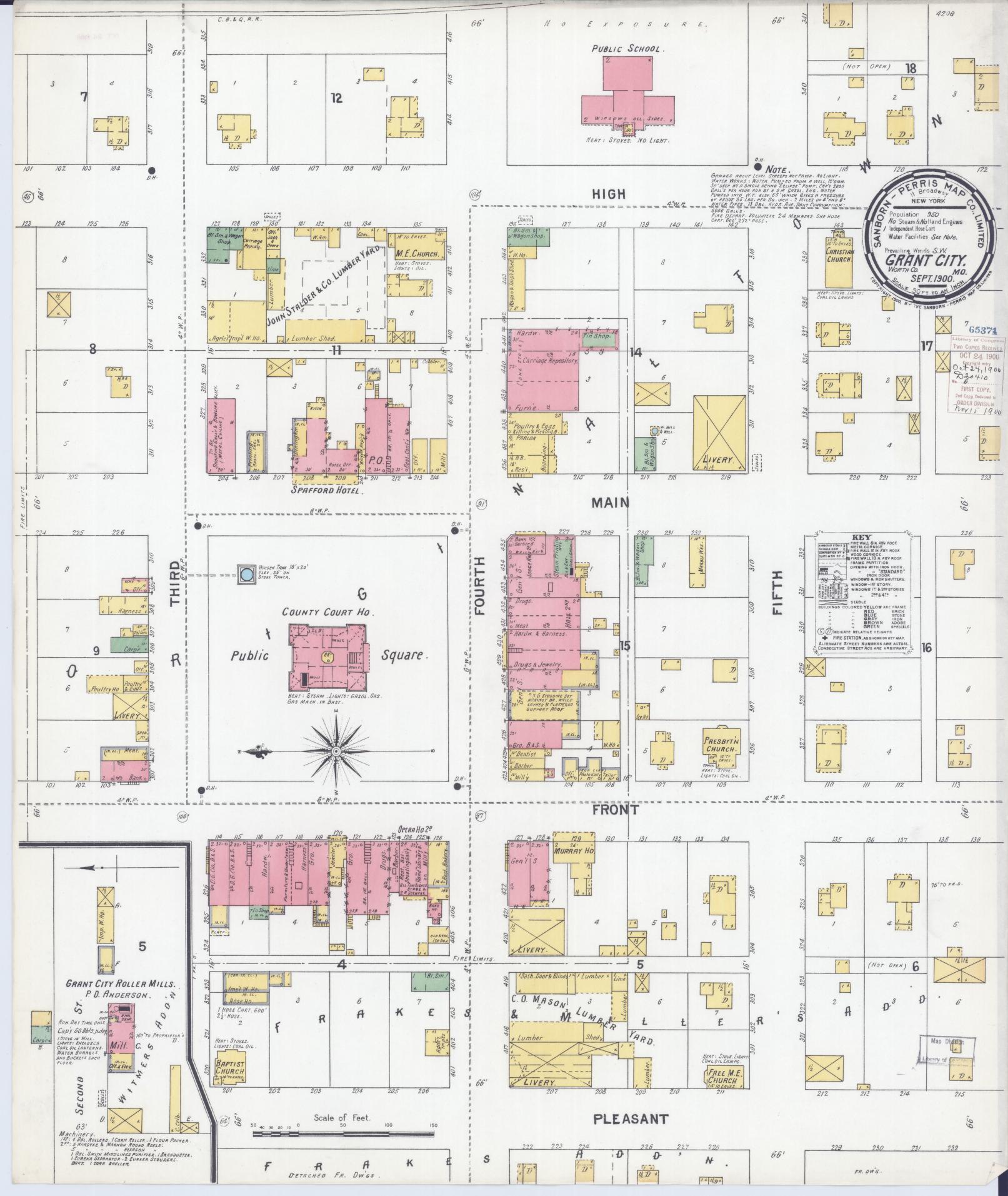 Sanborn Fire Insurance Map from Grant City, Worth County, Missouri (1900), Sheet #0001 - Historic Sanborn Fire Insurance Map Print, vintage old map wall art, antique decor, genealogy gift, Missouri Missouri map