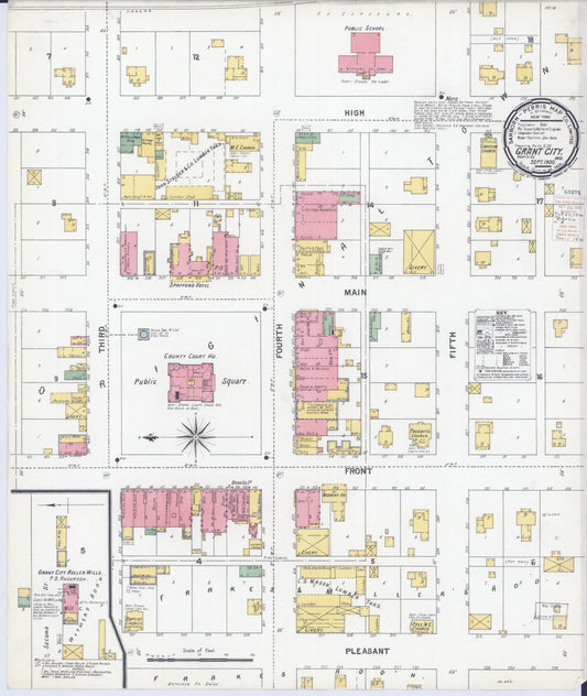 Sanborn Fire Insurance Map from Grant City, Worth County, Missouri (1900), Sheet #0001 - Historic Sanborn Fire Insurance Map Print, vintage old map wall art, antique decor, genealogy gift, Missouri Missouri map