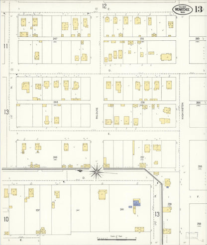 Sanborn Fire Insurance Map from Wenatchee, Chelan County, Washington (1909), Sheet #0013 - Complete Map Set gallery image, historic Sanborn map, vintage wall art, Washington Washington