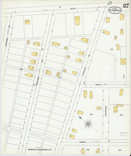 Sanborn Fire Insurance Map from Glens Falls, Warren County, New York (1901), Sheet #0027 - Historic Sanborn Fire Insurance Map Print, vintage old map wall art, antique decor, genealogy gift, New York New York map