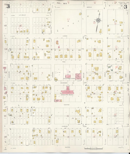 Sanborn Fire Insurance Map from Cotulla, La Salle County, Texas (1948), Sheet #0003 - Historic Sanborn Fire Insurance Map Print, vintage old map wall art, antique decor, genealogy gift, Texas Texas map