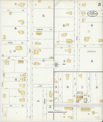 Sanborn Fire Insurance Map from Leesburg, Lake County, Florida (1906), Sheet #0003 - Complete Map Set gallery image, historic Sanborn map, vintage wall art, Florida Florida