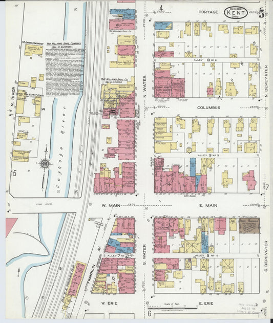 Sanborn Fire Insurance Map from Kent, Portage County, Ohio (1919), Sheet #0005 - Historic Sanborn Fire Insurance Map Print, vintage old map wall art, antique decor, genealogy gift, Ohio Ohio map