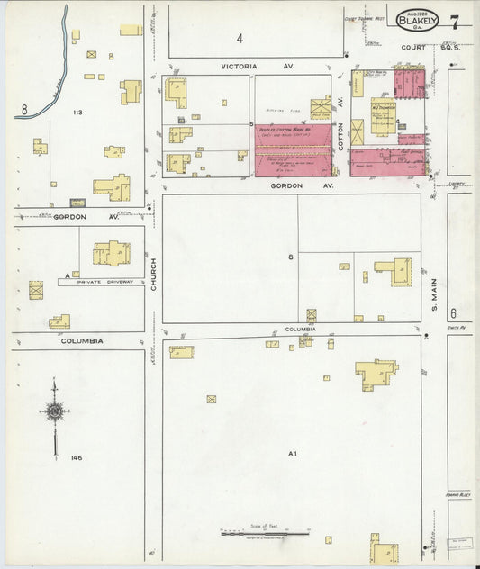 Sanborn Fire Insurance Map from Blakely, Early County, Georgia (1920), Sheet #0007 - Historic Sanborn Fire Insurance Map Print, vintage old map wall art, antique decor, genealogy gift, Georgia Georgia map