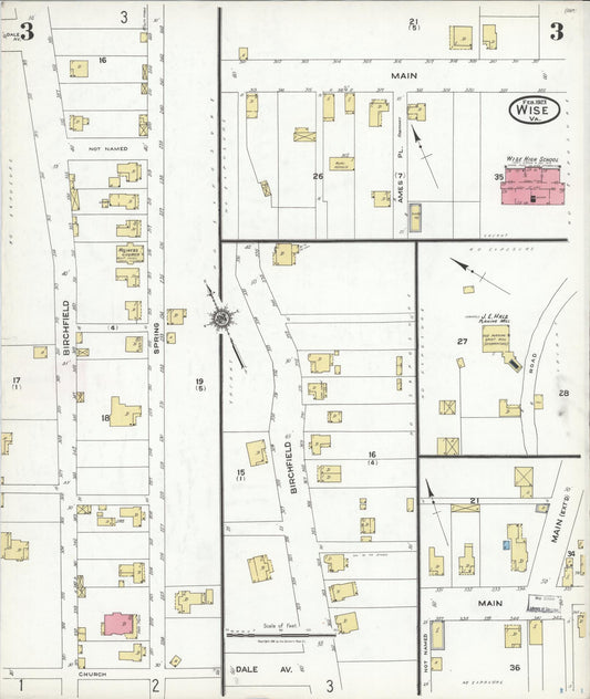 Sanborn Fire Insurance Map from Wise, Wise County, Virginia (1923), Sheet #0003 - Historic Sanborn Fire Insurance Map Print, vintage old map wall art, antique decor, genealogy gift, Virginia Virginia map
