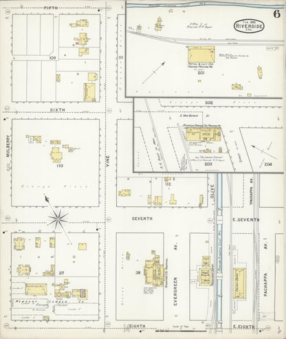 Sanborn Fire Insurance Map from Riverside, Riverside County, California (1895), Sheet #0006 - Complete Map Set gallery image, historic Sanborn map, vintage wall art, California California