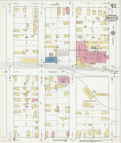 Sanborn Fire Insurance Map from Manitowoc, Manitowoc County, Wisconsin (1919), Sheet #0012 - Complete Map Set gallery image, historic Sanborn map, vintage wall art, Wisconsin Wisconsin