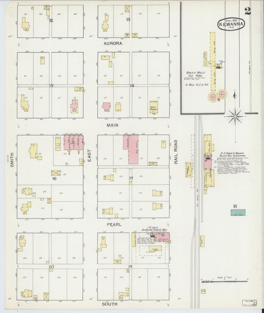 Sanborn Fire Insurance Map from Kewanna, Fulton County, Indiana (1893), Sheet #0002 - Historic Sanborn Fire Insurance Map Print, vintage old map wall art, antique decor, genealogy gift, Indiana Indiana map